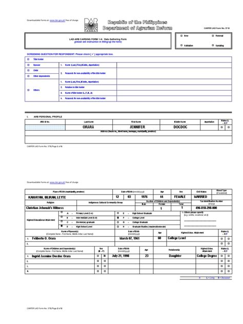 Downloadable Forms at: www.dar.gov.ph free of charge .